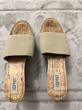 Esprit Neutral Tan Cork Slide Mules